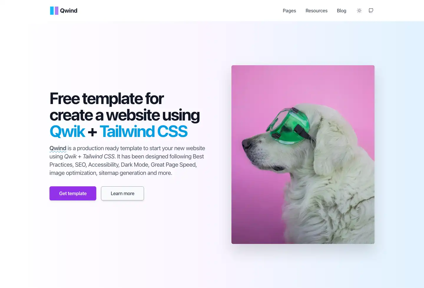 Qwind — Free template for starts a website using Qwik + Tailwind CSS